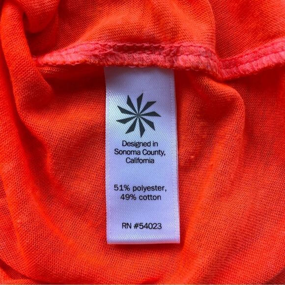 Athleta Bright Orange V-Neck Shirt - Size: Small - Picture 6 of 7